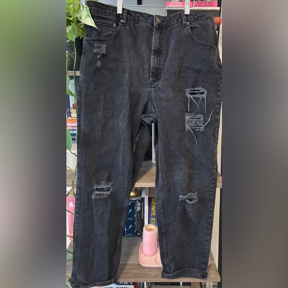 ASOS Curve Black Distressed Straight Jeans